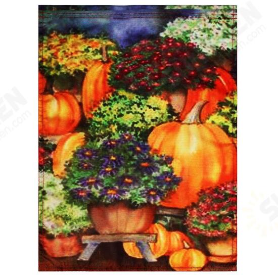 28inchx40inch Pumpkin & Mums Fall Garden Flag Seasonal Yard Banner Autumn Decorations