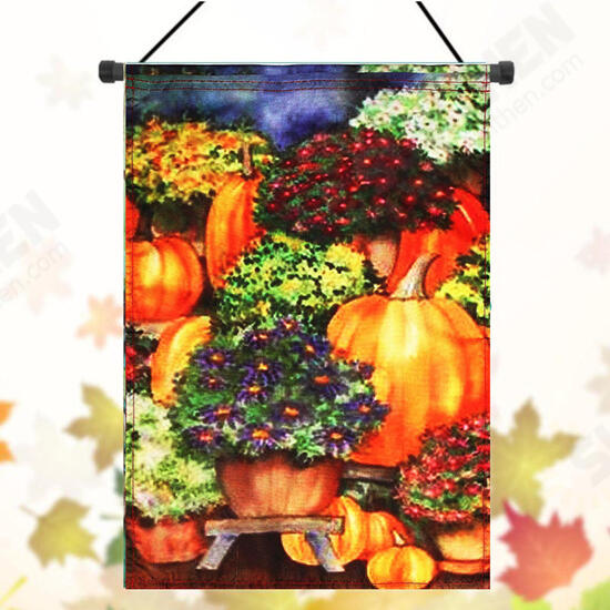 28inchx40inch Pumpkin & Mums Fall Garden Flag Seasonal Yard Banner Autumn Decorations