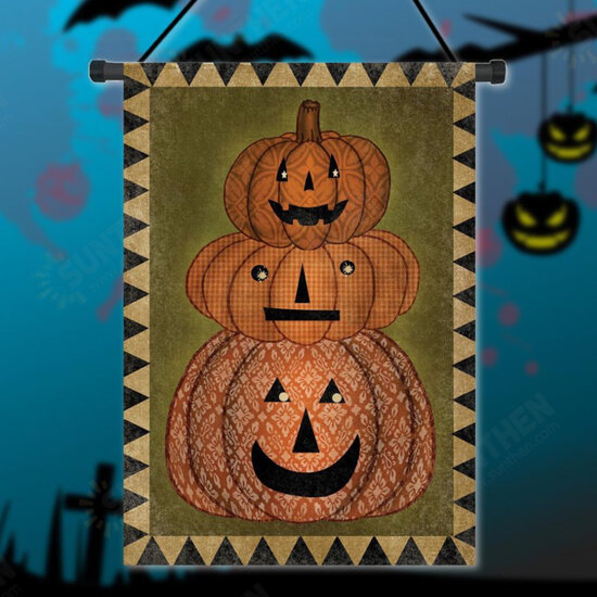 30x45cm Halloween Pumpkin Polyester Welcome Flag Garden Holiday Decoration