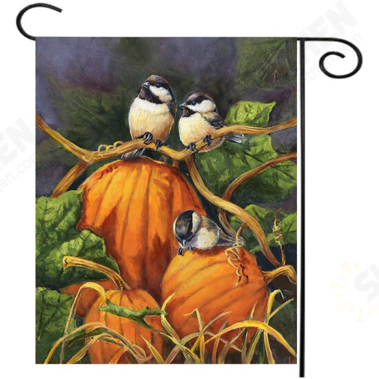 30x45cm Thanksgiving Polyester Pumpkins Birds Welcome Flag Garden Holiday Decoration