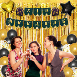 37Pcs/Set Eid Ramadan Mubarak Pentagram Baner Party Foil Balloons Home Decor