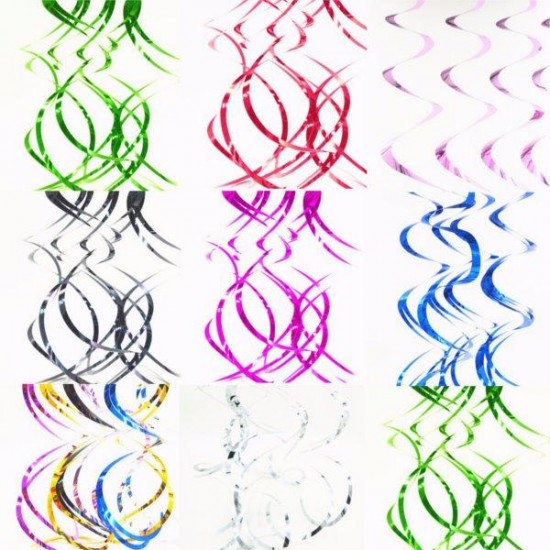 5Pcs/lot Spiral PVC Ornaments Party Scene Layout Birthday Decorations Foil Swirls Banner