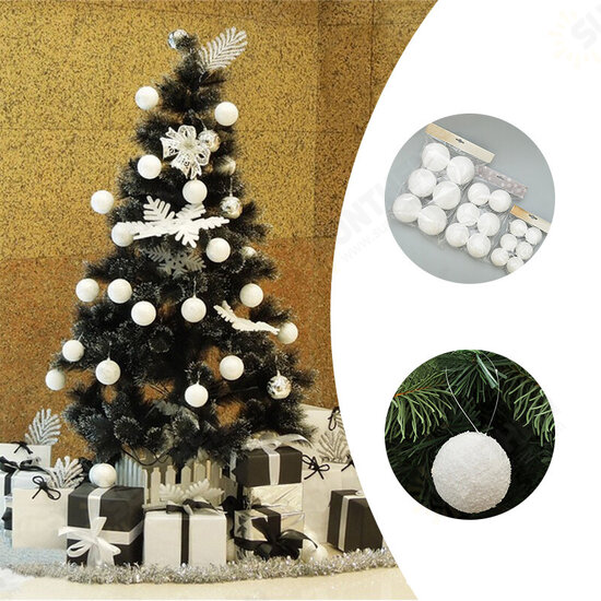 6/12Pcs Christmas Snowball Balls 40-100mm Party Ornaments Bauble Xmas Tree Decoration