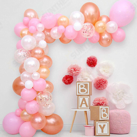 Balloon Arch Garland Set Rose Gold White Confetti Balloon Set for Wedding Birthday Party