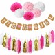 Boy Girl Baby Shower Set Banner Paper Pompom Tassel Garland Birthday Party Decorations