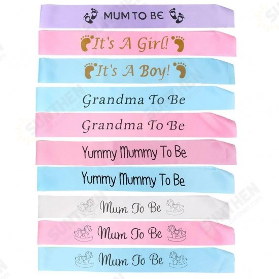 Colors Baby Shower Party Satin Sash Banner Ribbon New Mummy To Be/Grandma/Auntie/Nanny