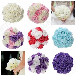 Crystal Artificial Foam Rose Flower Bridesmaid Bouquet Bridal Wedding Decorations Crystal Artificial Foam Rose Flower Bridesmaid Bouquet Bridal Wedding Decorations