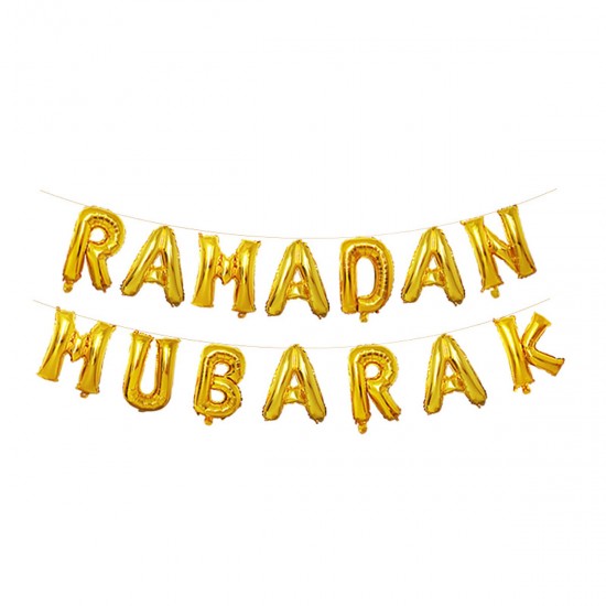 Eid Ramadan Mubarak Letter Pentagram Moon Party Foil Balloon Decoration Set