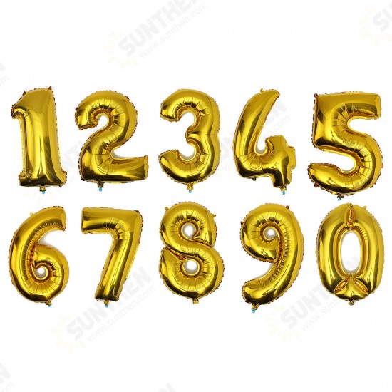 Gold Silver Number Foil Balloon Wedding Birthday Party Decoration