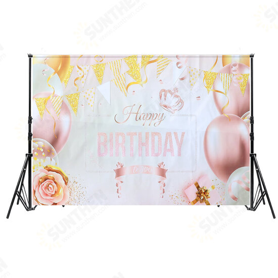 Happy Birthday Decorations Banner Large Rose Gold Balloons Backdrop Theme Poster