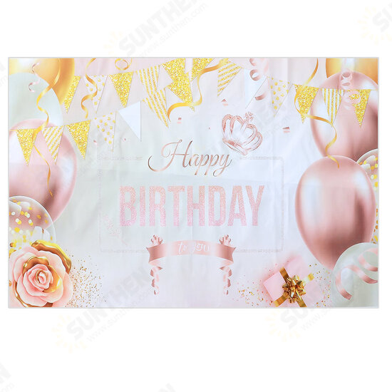 Happy Birthday Decorations Banner Large Rose Gold Balloons Backdrop Theme Poster