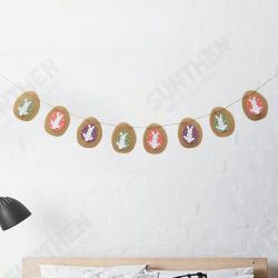 Jute Easter Egg Bunny Bunting Banner Flag Garland Hunt Party Home Hanging Decoration Jute Easter Egg Bunny Bunting Banner Flag Garland Hunt Party Home Hanging Decoration