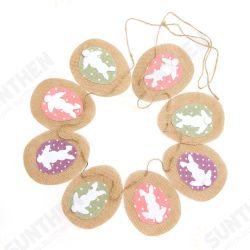 Jute Easter Egg Bunny Bunting Banner Flag Garland Hunt Party Home Hanging Decoration Jute Easter Egg Bunny Bunting Banner Flag Garland Hunt Party Home Hanging Decoration