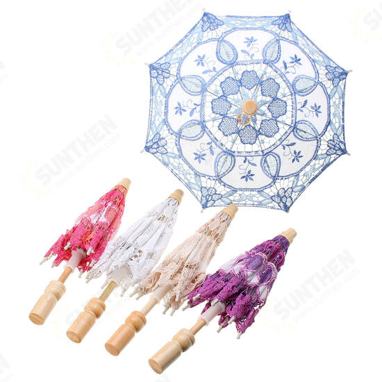 Lace Embroidered Umbrella Elegance Parasol For Party Bridal Wedding Decoration