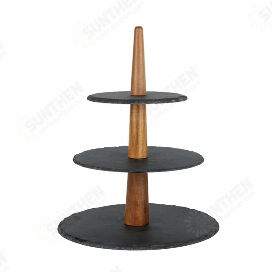 Sushi Sashimi Wooden Rock Tray Dessert Cake Dinner Cupcake Display Holder Stand