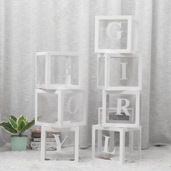 Transparent Alphabet Girl Box Balloons Baby Shower Decorations Gender Reveal Boy Girl One Year Old Party Decor