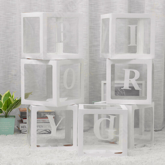 Transparent Alphabet Girl Box Balloons Baby Shower Decorations Gender Reveal Boy Girl One Year Old Party Decor