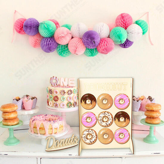 Wooden 9 Donut Wall Candy Stand Table Holder Home Decor Wedding Party Supplies Decorations Wooden 9 Donut Wall Candy Stand Table Holder Home Decor Wedding Party Supplies Decorations