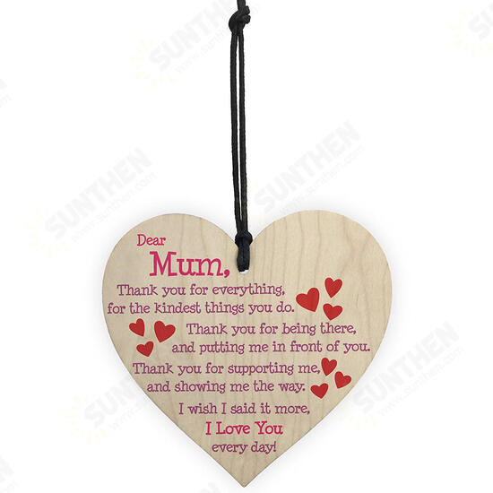 Wooden Heart Plaque Funny Rude Mothers Day Heart Gifts Novelty Daughter Son Decorations