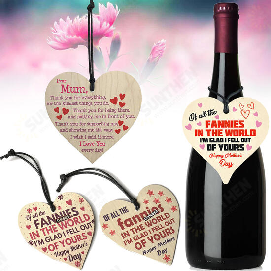 Wooden Heart Plaque Funny Rude Mothers Day Heart Gifts Novelty Daughter Son Decorations