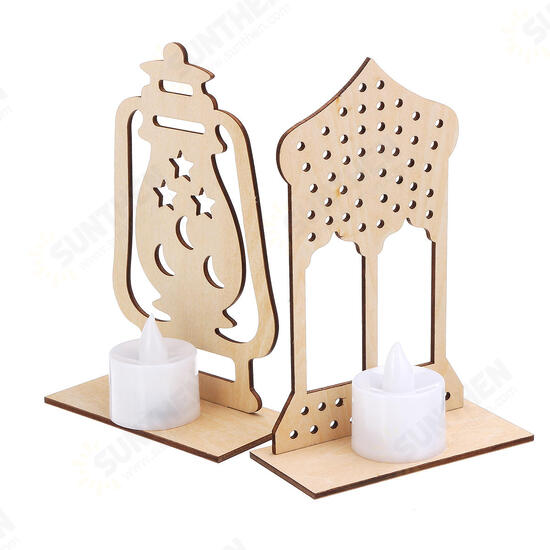 Wooden Lamp DIY Islamic Palace LED Decorations Desktop Gifts for Eid Mubarak