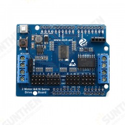 2 Channel Motor + 16 Channel Servo Expansion Board For UNO Smart Car Chassis Robot Arm 2 Channel Motor + 16 Channel Servo Expansion Board For UNO Smart Car Chassis Robot Arm