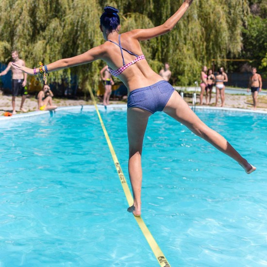 50ft Slacklines Outdoor Extreme Sport Balance Trainer Slackline Rope Sling For Kids And Adults