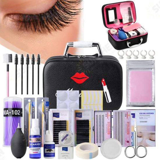 22pcs Lash Starter Kit Eyelash Extension Makeup Practice Set Bag False Eyelash Extension Training Makeup Beginner Practice Kit