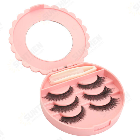 False Eyelash Set Fake Eyelashes Small Mirror Storage Box with Glue Tweezers