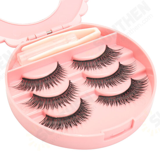 False Eyelash Set Fake Eyelashes Small Mirror Storage Box with Glue Tweezers