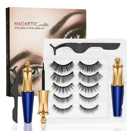 Magnetic False Eyelashes Set 5 Magnetic 5 Pairs Crown Bottle Blister Cover