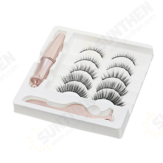 Magnetic Eyelashes 3D Mink Eyelash Magnet Eyeliner Mink Eyelash Waterproof Liquid Tweezers Set Long Lasting Eyelash