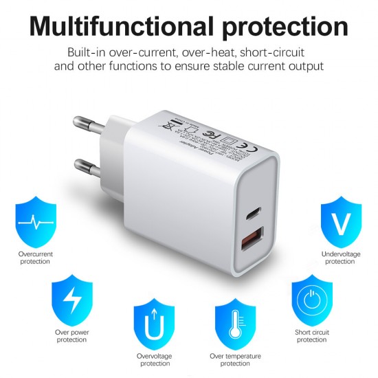 18W PD3.0 QC3.0 USB Charger Travel Charger Adapter Quick Charging EU/US/UK Plug for iPhone Samsung Galaxy Note S20 ultra Huawei Mate40 OnePlus 8 Pro