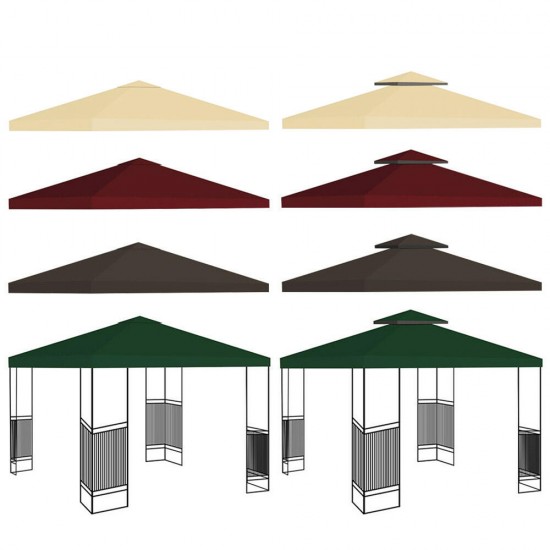 2-Tier 3x3m Garden Gazebo Top Cover Roof Replacement Fabric Tent Canopy