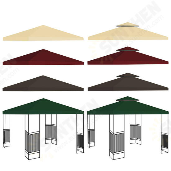 2-Tier 3x3m Garden Gazebo Top Cover Roof Replacement Fabric Tent Canopy