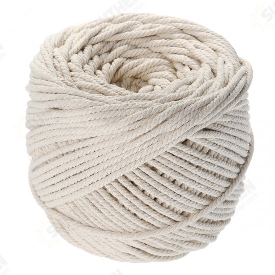 300M 4 Strands Braided Cotton Rope 5mm Twisted Cord Craft Rope Multifunctional Tools