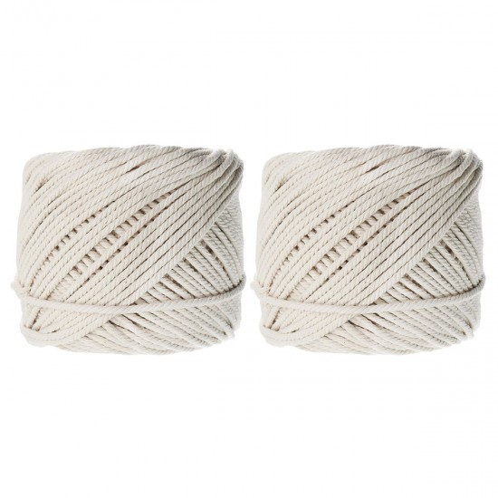 300M 4 Strands Braided Cotton Rope 5mm Twisted Cord Craft Rope Multifunctional Tools