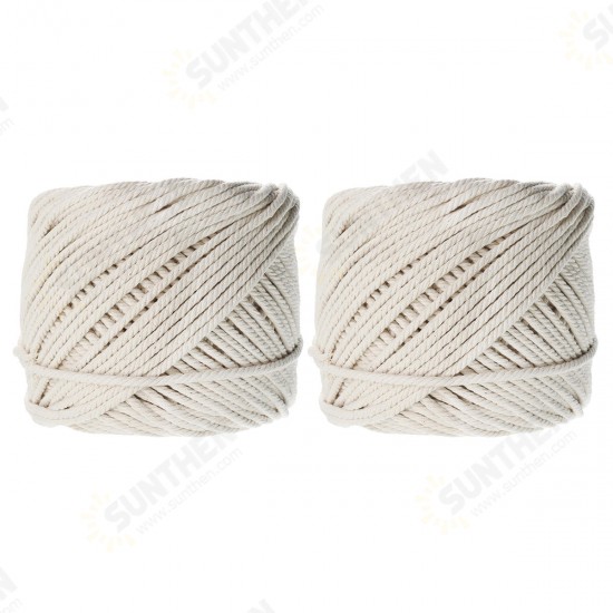 300M 4 Strands Braided Cotton Rope 5mm Twisted Cord Craft Rope Multifunctional Tools