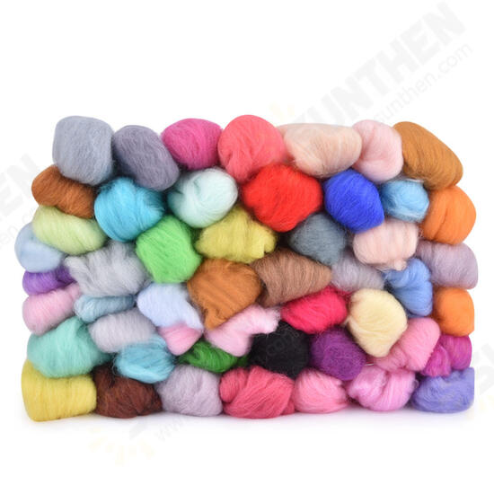 50 Color DIY Wool Felt Kit Needles Tool Set Handmade Needle Felting Mat Starter Fabric Sewing Kit for DIY Felting Craft Project