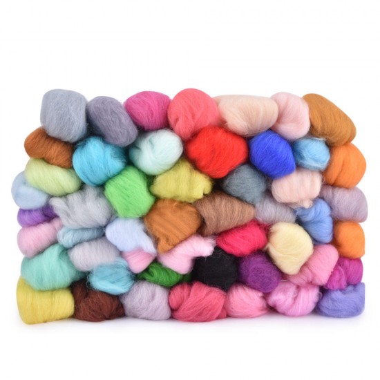50 Color DIY Wool Felt Kit Needles Tool Set Handmade Needle Felting Mat Starter Fabric Sewing Kit w/ Felting Handle Clover
