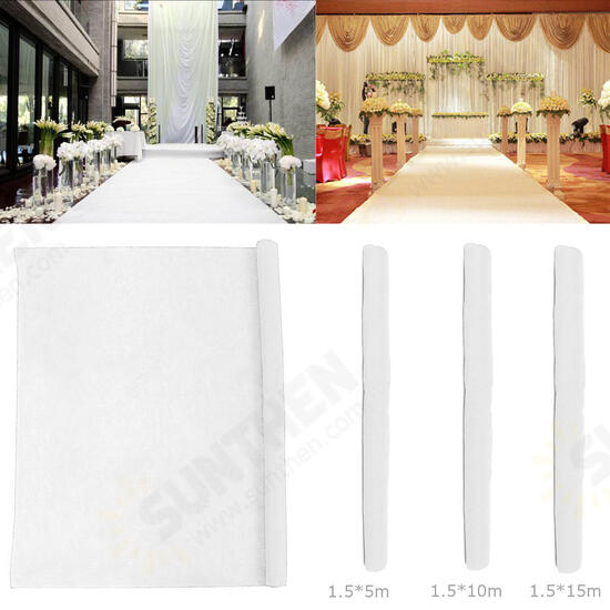 5/10/15m White Carpet Runner Wedding Party Aisle Floor Mat Exhibition Festival Roll