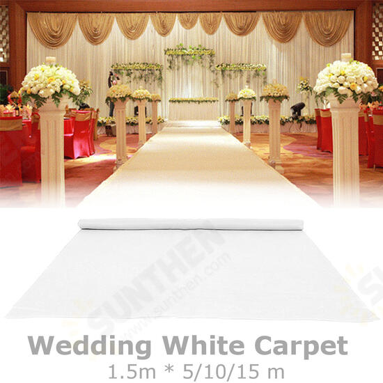 5/10/15m White Carpet Runner Wedding Party Aisle Floor Mat Exhibition Festival Roll