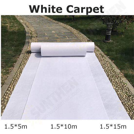 5/10/15m White Carpet Runner Wedding Party Aisle Floor Mat Exhibition Festival Roll