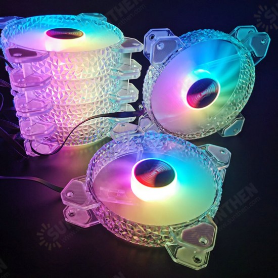 3/6 Pcs 120mm RGB Fans Crystal Diamond PC Case Cooler Computer CPU Cooling Fan