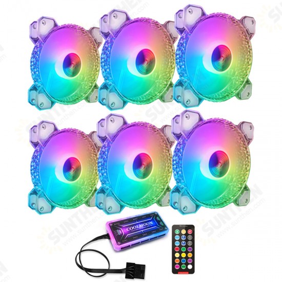 3/6 Pcs 120mm RGB Fans Crystal Diamond PC Case Cooler Computer CPU Cooling Fan