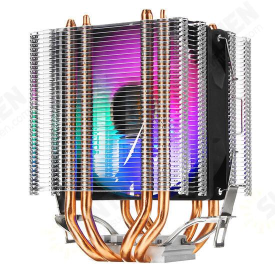 3Pin Four Heat Pipes Colorful Backlit CPU Cooling Fan Cooler Heatsink for Intel AMD