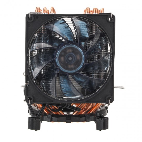 3Pin Six Copper Heat Pipes Blue Backlit CPU Cooling Fan for Intel 775 1150 1151 AMD