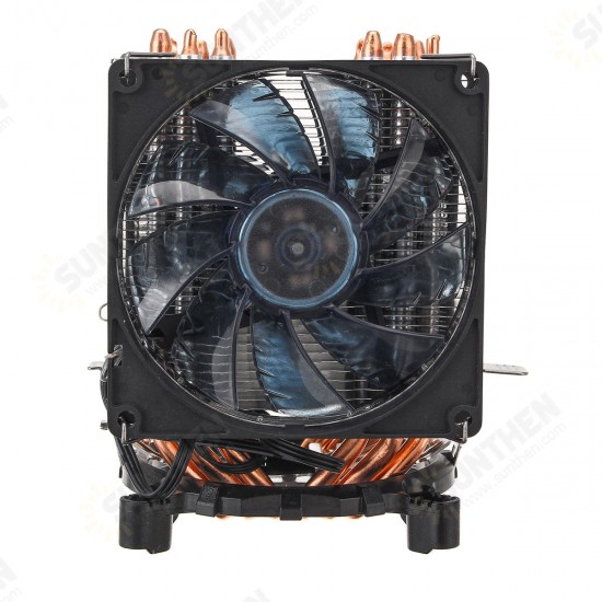 3Pin Six Copper Heat Pipes Blue Backlit CPU Cooling Fan for Intel 775 1150 1151 AMD