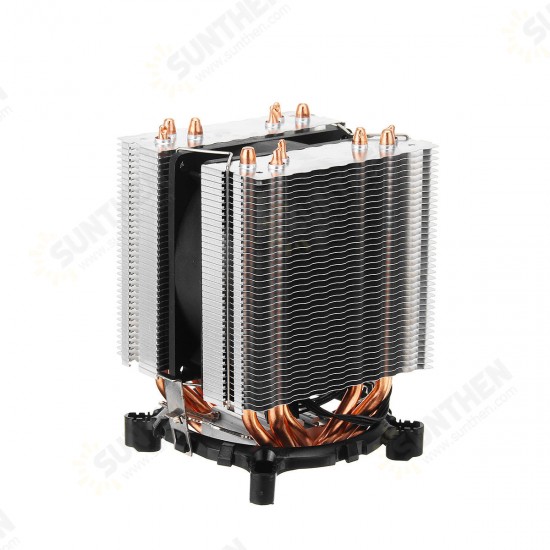 3Pin Six Copper Heat Pipes Blue Backlit CPU Cooling Fan for Intel 775 1150 1151 AMD