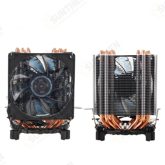 3Pin Six Copper Heat Pipes Blue Backlit CPU Cooling Fan for Intel 775 1150 1151 AMD